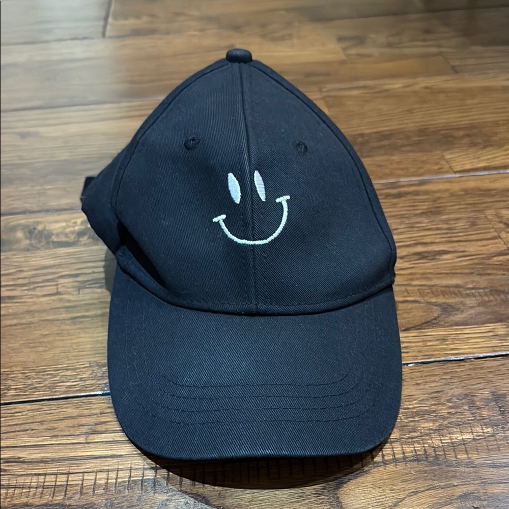 Black Smiley Face Baseball Cap